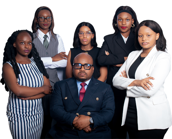 Team photo of GM Tjiane Attorneys law firm featuring Graham Mogau Tjiane with associates wearing formal attire.